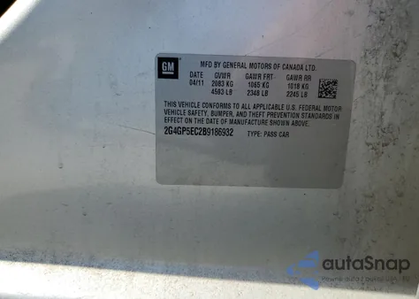 2011 Buick Regal Cxl from USA, damaged, VIN 2G4GP5EC2B9186932